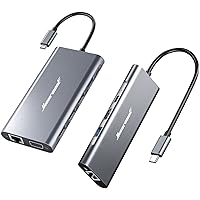 Hiearcool 8IN1 USB C Hub and 12IN1 Docking Station, Type C Hub Adapter Ethernet, USB C Docking Station for MacBook Dell Hp Lenov