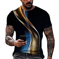 Mens T Shirts Short Sleeve Graphic Tees Big and Tall Workout Shirts Funny 3D Print T-Shirt Muscle Shirts Streetwear