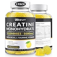 Creatine Monohydrate Gummies for Men, Chewables Creatine Monohydrate Gummy for Muscle Strength Energy, Pre-Workout Supplement with BCAA, L-Taurine, B12