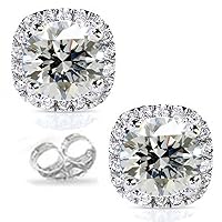 Silver Plated Round Cubic Zirconia Stud Earrings (6.36 Ct,White Color,VVS1 Clarity)