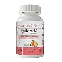 Nature's Trove Folic Acid 800 mcg (B9 Vitamin) 365 EZ Chew Tablets Cherry Flavor