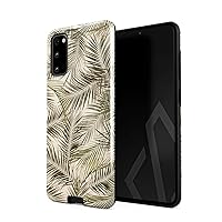BURGA Phone Case Compatible with Samsung Galaxy S20 FE - Hybrid 2-Layer Hard Shell + Silicone Protective Case -Green Palm Leaves Leaf Tropical Exotic - Scratch-Resistant Shockproof Cover