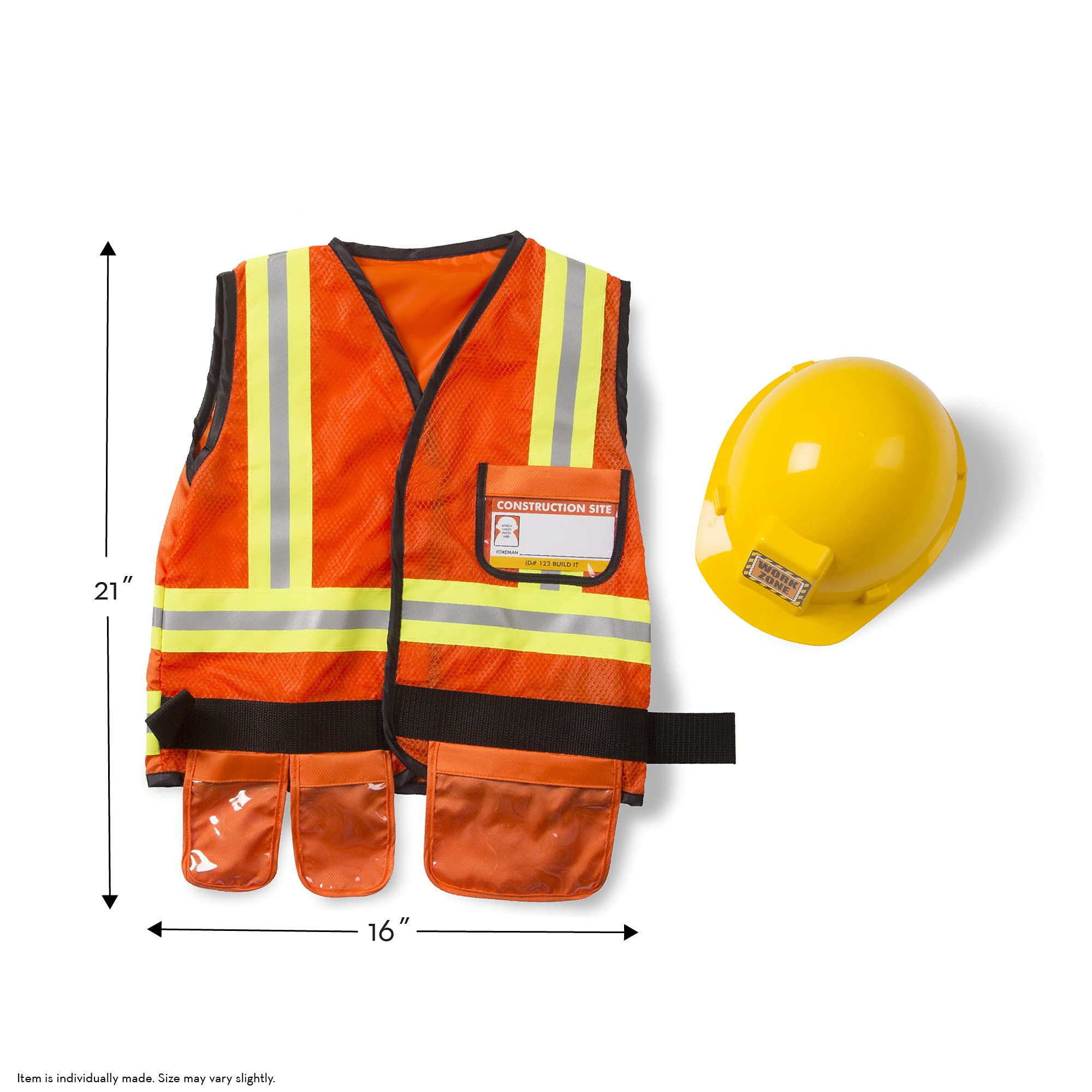 Melissa & Doug Construction Worker Role Play Costume Dress-Up Set (6 pcs)