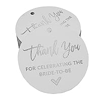 50 Pack Thank You for Celebrating The Bride to Be Bridal Shower Favor Paper Tags Craft Real Silver Foil Hang Tags