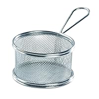 PacknWood - 294PANR107 - Mini Stainless Steel Round Fryer Basket - Metal Wire Display Basket Stand - Round Fryer Basket with Handle - Reusable & Dishwasher Safe - (3.5 x 3.1 x 3.5) - (Case of 6)