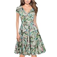My Orders, Dresses for Women 2024, Womens Summer, Ruched, Short Sleeve V Neck Pleated Waistband Large Hem Slim Fit Dress (L, Mint Green)