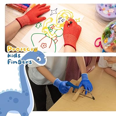 Schwer 2 Pairs ANSI A6 Kids Cut Resistant Gloves, Food Grade Work