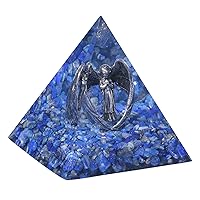 Guardian Angel Crystal Pyramid Praying Stone Statue Orgone Energy Generator for Protection Meditation Reiki Healing, Lapis Lazuli