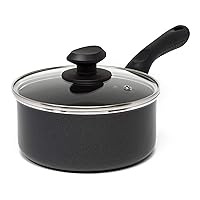 Ecolution Easy to Clean, Comfortable Handle, Even Heating, Dishwasher Safe Pots, 2-Quart Sauce Pan, Black