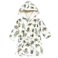 Hudson Baby Unisex Baby Mink with Faux Fur Lining Pool and Beach Robe Cover-ups, Plants, 0-6 Months