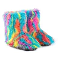 Kid Girl Boy Toddler Faux Fur Snow Boot with Fur Lining Winter Warm Outdoor Furry Fluffy