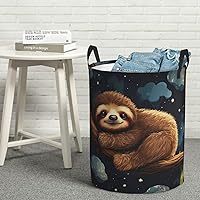 Laundry Basket Waterproof Laundry Hamper for Bathroom Cute Baby Sloths Sleeping Laundry Baskets Circular Storage Basket with Handles Lightweight Dirty Clothes Hamper for Bedroom Dorm