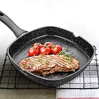 CHUNCIN - Griddle Pan Non Stick Premium Cast Aluminium for Gas, Induction & Electric Hobs with Anti scalding Handle, Double Boilers,Natural