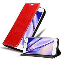 Book Case Compatible with MEIZU PRO 7 in Apple RED - with Magnetic Closure, Stand Function and Card Slot - Wallet Etui Cover Pouch PU Leather Flip