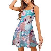 Cute Otter Women's Mini Dress Sleeveless Sundress Casual Tank Dress Beach Dress