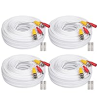 4x200ft BNC Cable All-in-One Siamese Video and Power Security Camera Cable Extension Wire Cord with 2 Female Connectors for All Max 5MP HD CCTV DVR Surveillance System,200ft 4pack Cable, White