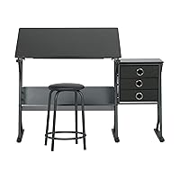 SD Studio Designs 2 Piece Eclipse Ultra Center Stool Drafting Table, Black