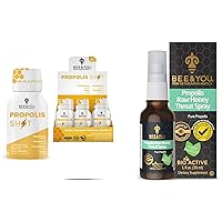 BEE and You Bundle: Propolis Shot with Vitamin C, D3 and Zinc with Propolis Raw Honey Throat Spray, Ultra Pure, 100% Natural, Immune Support, Superfood