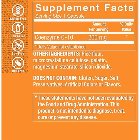 CoQ-10 200mg - Beneficial for Those Taking Statins – Supports Heart & Cellular Health and Healthy Energy Production, Essential Antioxidant – Once Daily (120 Capsules)