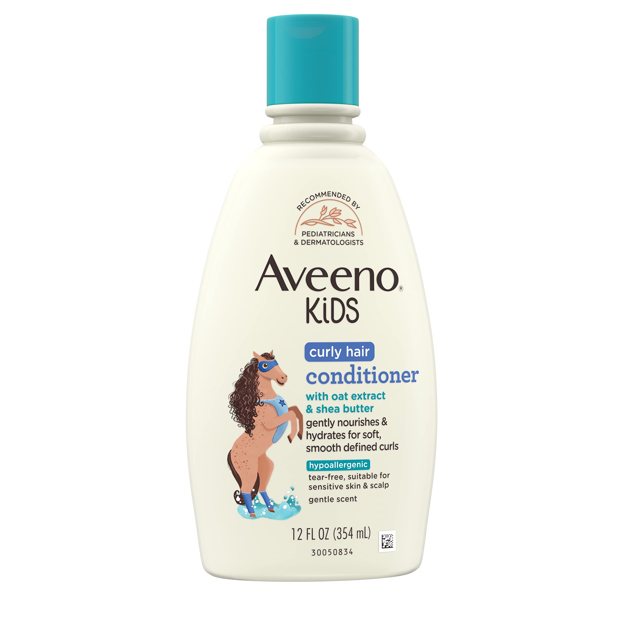 Aveeno Kids Curly Hair Conditioner, Hydrating Conditioner, Kids Curly Hair Products, Oat Extract & Shea Butter, Gentle Scent, 12 fl. oz (Pack of 1)