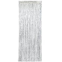 Dazzling Silver Fringe Door Curtain - 3 x 8 ft (1 Pc.) - Premium Quality & Eye-Catching Design - Great for Any Events