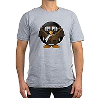 Men's Fitted T-Shirt (Dark) Little Round Penguin-Airplane Jet Pilot-Heather Grey