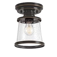 Westinghouse Lighting 6113000 Emma Jane 7 Inch Vintage-Style One-Light Outdoor Semi Flush Mount Ceiling Light, Amber Bronze Finish, Clear Seeded Glass