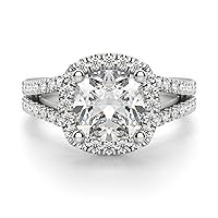 Riya Gems 3.50 CT Cushion Moissanite Engagement Ring Colorless Wedding Bridal Solitaire Halo Bazel Solid Sterling Silver 10K 14K 18K Solid Gold Promise Ring Gift