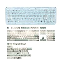 YUNZII X71 Transparent Mechanical Keyboard(Crystal Ice Switch,Cyan), Spring Tea Dye Sub PBT Keycaps(Cherry Profile, Spring Tea)