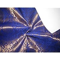 Silk Brocade Fabric Royal Blue x Metallic Gold 44