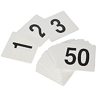 New Star Foodservice 23176 1 to 50-Double Side Plastic Table Numbers, 4 by 4 Black on, White