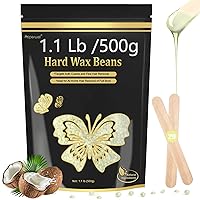 Wax Beads for Hair Removal, 1.1LB Painless Salon Hard Wax Beans for Bikini, Eyebrow Facial, At Home Pearl Waxing Beads for Sensitive Skin with 20 Spatulas for Women Men(Coconut)