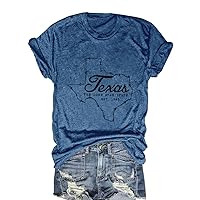 Vintage Texas T Shirt 1845 Womens Summer Funny Casual Map Graphic Tees Short Sleeve Tops