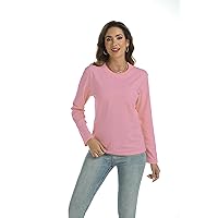 Women's Classic-Fit Long-Sleeve Crewneck T-Shirt, Cotton Undershirt，Basic Tee,Size S-3XL.