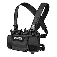 Ousawig Chest Bag Radio Chest Harness UtilityTactical Molle Chest Rig Bag  EDC Pouch Holster Chest Bag Two Way Radio Walkie Talkie (Black)