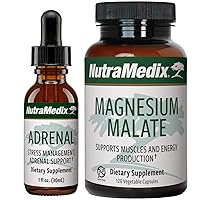 Energy Support Bundle - Includes Adrenal Energy Support Liquid Drops and Magnesium Malate Capsules for Energy & Athletic Support - No Caffeine - 2-Piece Supplement Set