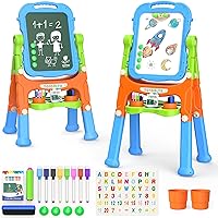 YOHOOLYO Kids Easel Standing Art Easel for Kids, Double Sided Magnetic Chalkboard Whiteboard Dry Eraser Board Great Gift for Girls and Boys