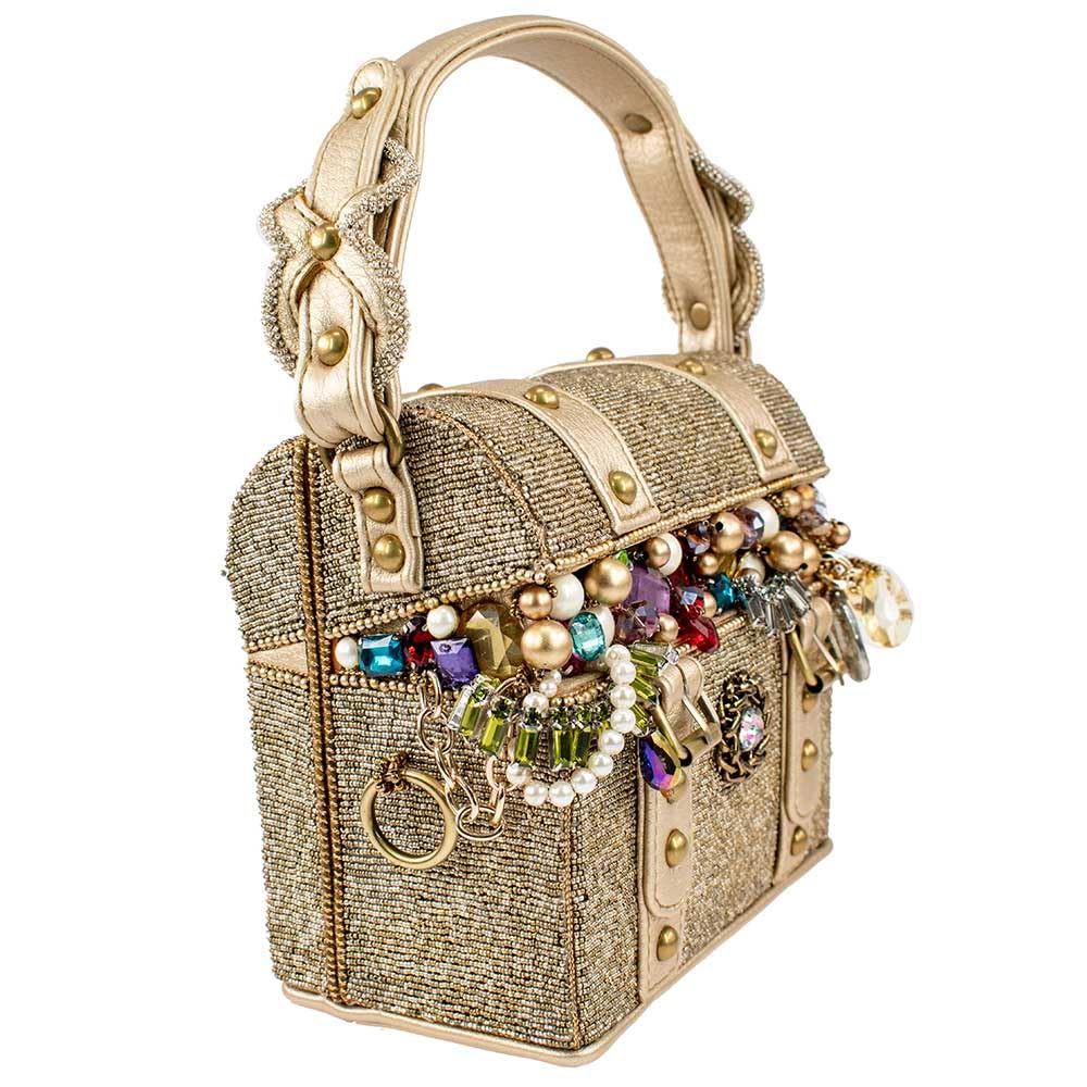 Mary Frances Secret Top Handle Treasure Chest Handbag, Gold