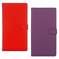 Car Registration and Insurance Holder, 2 Pack Leather Vehicle Glove Box Organizer with Magnetic Shut for Document, Cards, Driver License, Red and Purple Bundle