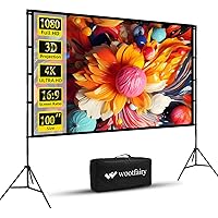 Projector Screen with Stand, Wootfairy 100 inch Foldable and Portable Projection Screen 16:9 4K HD Rear Front Wrinkle-Free Movie Screen with Carry Bag for Indoor Outdoor Home Theater Backyard Cinema