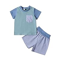 Baby Outfits for Boys Short Sleeve Button Down Shirt Casual Cute Shorts Set Cartoon Prints Outfits Clothes