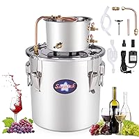 Alcohol Still 13.2 Gal 50L Water Alcohol Distiller Spirits Kit w/Circulating Pump, Copper Tube & Dual Display Thermometer, Home Brew Wine Making Kit Oil Boiler Stainless Steel for DIY Whisky