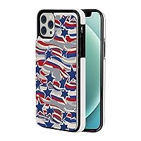 Patriotic Stars Strips Independence Day Wallet Case for iPhone 12 Mini Case, Pu Leather Wallet Case with Card Holder, Shockproof Phone Cover for iPhone 12 Mini Case 5.4