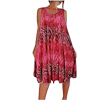 Sleeveless Dresses for Women Summer Fall Boat Neck Midi Loose Fit Beach Vintage Hawaiian Dresses Women 2024