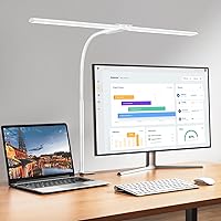 EppieBasic LED Desk lamp,Double Head Architect Desk Lamps for Home Office,Extra Bright Workbench Office Lighting,Eye Protection Modern Desk Light for Monitor Working Reading White 1200LM