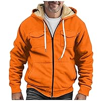 Men's Hoodie Plus Size Sweatshirt Winter Full Zip Heavyweight Fleece Sherpa Lined Warm Jacket Casual Thicken Coat