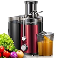 Juicer Machine, 800W Centrifugal Juicer Extractor with Wide Mouth 3” Feed Chute for Fruit Vegetable, Easy to Clean, Stainless Steel, BPA-free (Metallic Red)