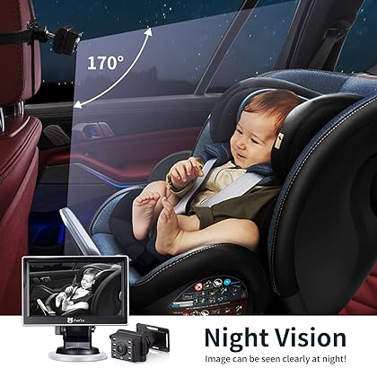 Funle Baby Car Camera for Backseat with Camera Rear Facing Car Seat Wireless Baby Car Mirror 5'' AHD1080P Infant Monitor with IR Night Vision