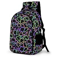 Abstract Geometric Pattern Backpack Double Deck Laptop Bag Casual Travel Daypack for Men Women