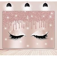 BINQOO 7x5ft Makeup spa Backdrop Rose Gold Makeup Artist Backdrop for Photography Eyelashes Rose Drips Pink Glitter Background Sweet Girls Party Banner Decor